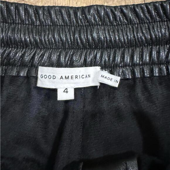 Good American Black Vegan Leather Wide Leg Pants XL 4 - Picture 3 of 9